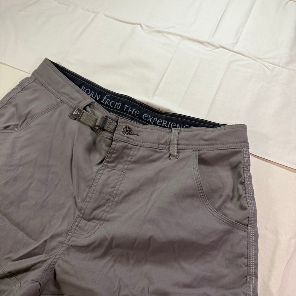 Prana Stretch Zion Shorts Mens Large Gray Cargo Hiking Outdoor Belted Quick Dry